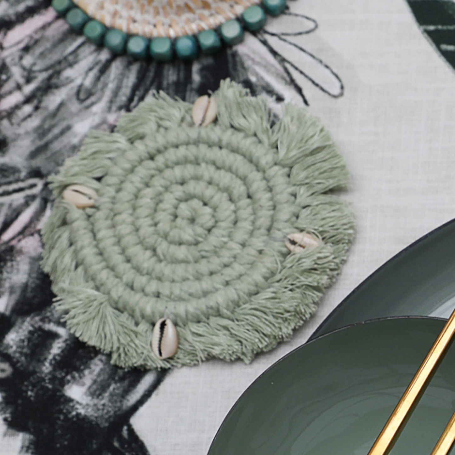 Macrame Beaded Coaster