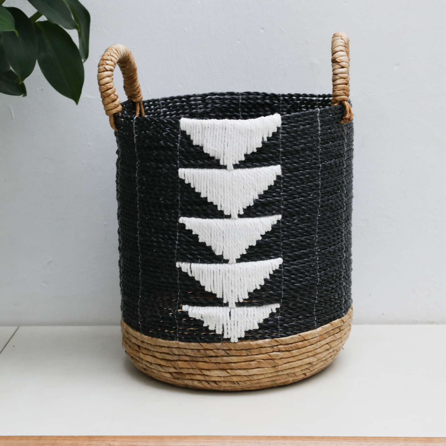 The Black Rope Raffia Rattan Basket